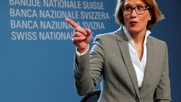 FILE PHOTO: Swiss National Bank (SNB) Governing Board member Andrea Maechler gestures after a news conference in Bern, Switzerland December 14, 2017. REUTERS Denis Balibouse/File Photo