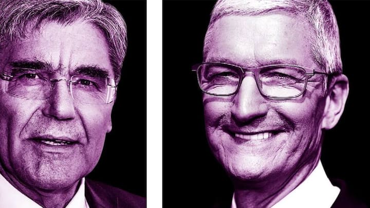 Larry Fink (BlackRock) will nachhaltig investieren, Joe Kaeser (Siemens) der Gesellschaft dienen, und Tim Cook (Apple) kämpft für Homosexuelle (v.l.).