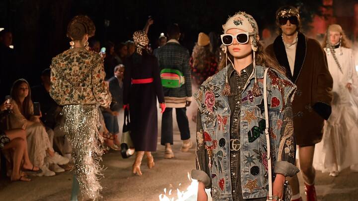 ARLES, FRANCE - MAY 30:  A model walks the runway at the Gucci Cruise 2019 show at Alyscamps on May 30, 2018 in Arles, France.  (Photo by Jacopo Raule/Getty Images  )