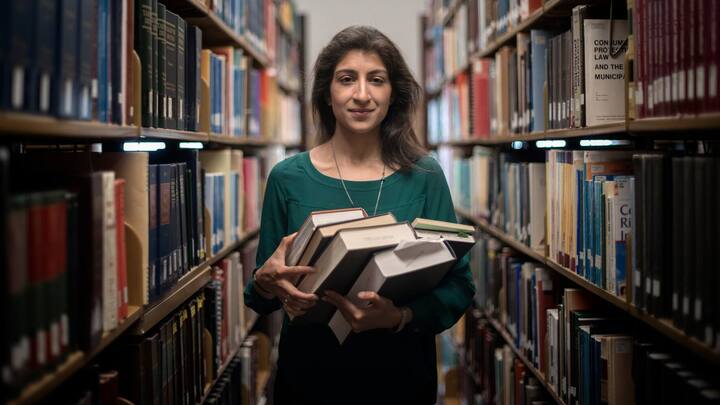 Lina Khan, a rising star in policymaking circles, at the Underwood Law Library at Southern Methodist University in Dallas, June 22, 2018. In two years, Khan has gone from unheralded law student to a formidable voice, whose work on antitrust policy has rocked Washington policymaking circles. In her crosshairs: Amazon. (Brandon Thibodeaux/The New York Times)