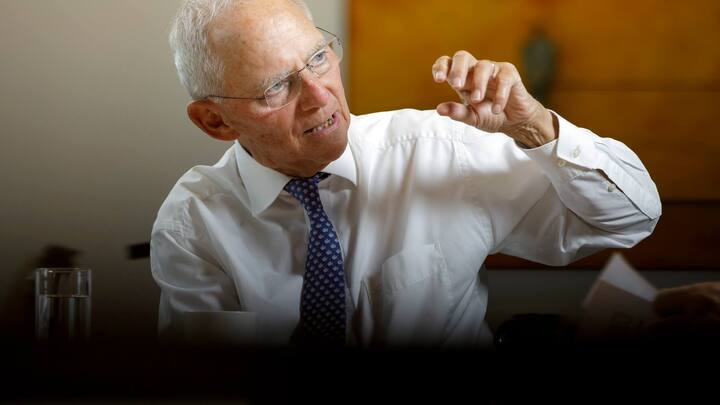 BERLIN, GERMANY - JULY 24:  President of the Bundestag Wolfgang Schaeuble speaks during an interview at the Bundestag on July 24, 2018 in Berlin, Germany.  (Photo by Thomas Koehler/Photothek via Getty Images)