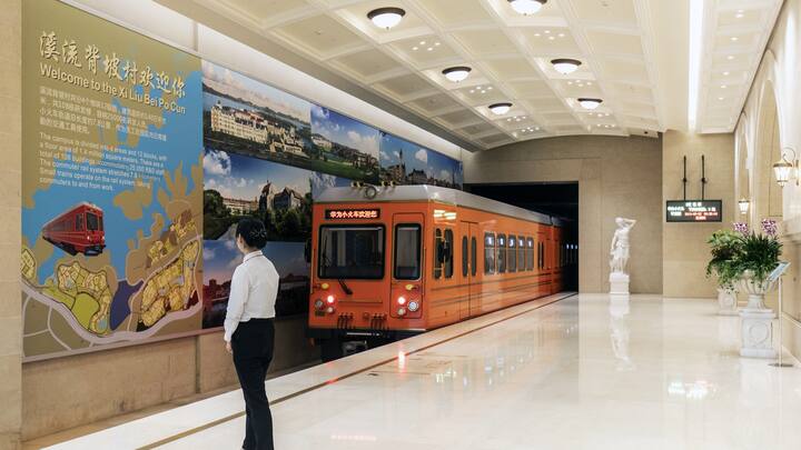 A shuttle train departs a station at the Huawei Technologies Co. Ox Horn research and development campus in Dongguan, China, on Thursday, May 23, 2019. Huawei is seeking about $1 billion from a small group of lenders, its first major funding test after getting hit with U.S. curbs that threaten to cut off access to critical suppliers. Photographer: Qilai Shen/Bloomberg