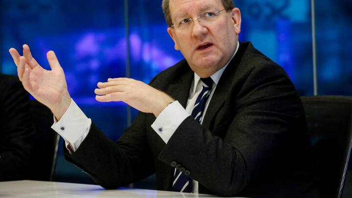 Felix Hufeld, president of BaFin, gestures while speaking during an interview in London, U.K., on Thursday, Feb. 2, 2017. Fintechs shouldn't have a special regulatory regime, Hufeld, head of the German bank regulator, said during the G20 Digitising Finance conference in January. Photographer: Luke MacGregor/Bloomberg