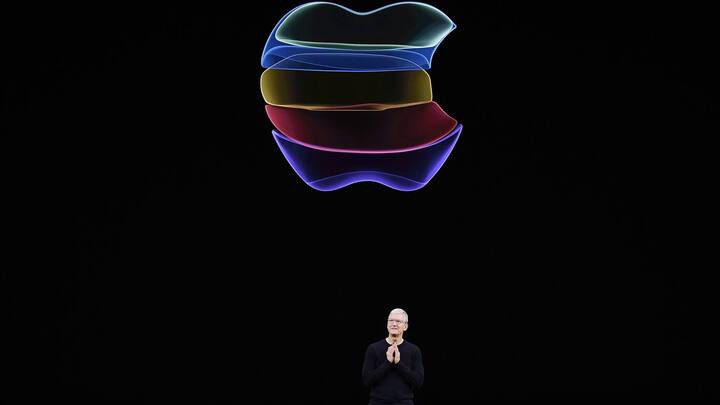 Tim Cook, chief executive officer of Apple Inc., speaks during an event at the Steve Jobs Theater in Cupertino, California, U.S., on Tuesday, Sept. 10, 2019. Apple unveiled the iPhone 11 that will replace the XR and start at $699. Photographer: David Paul Morris/Bloomberg