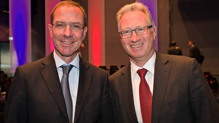 Marcel Rohner, Präsident VAV, Vereinigung Schweizerischer Assetmanagement- und Vermögensverwaltungsbanken; Yves Mirabaud, Präsident, Vereinigung Schweizerischer Privatbanken