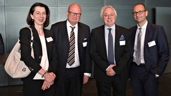 Doris Frick, Botschafterin des Fürstentums Liechtenstein in der Schweiz; Franz de Planta, Präsident, Mantor SA / OAR-G; Istvàn Nagy, Botschafter Ungarns in der Schweiz; Simon TribelhornCEO, Liechtensteinischer Bankenverband