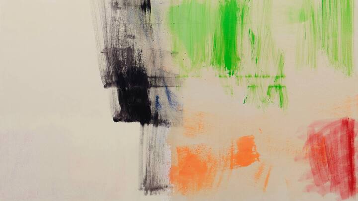 Dynamische Malerei: «Maude», 2023; Acryl auf Leinwand; 230 × 230 cm.