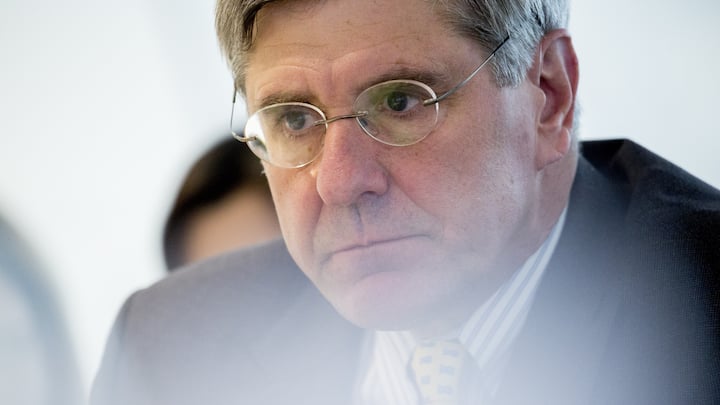 Stephen Moore, visiting fellow at the Heritage Foundation, listens during an interview in Washington, D.C., U.S., on Thursday, May 2, 2019. President Donald Trump's pick for a seat on the Federal Reserve Board said while he would withdraw from consideration if he becomes a liability from what he called a smear campaign, he doesnt think it will come to that. Photographer: Andrew Harrer/Bloomberg