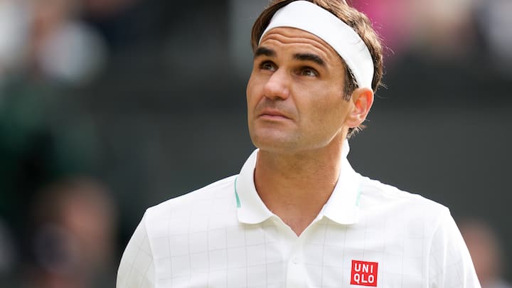 Jul 7, 2021; London, United Kingdom; Roger Federer (SUI) seen playing Hubert Hurkacz (POL) in the quarter finals at All England Lawn Tennis and Croquet Club. Mandatory Credit: Peter van den Berg-USA TODAY Sports/Sipa USA *** Local Caption *** 34032329