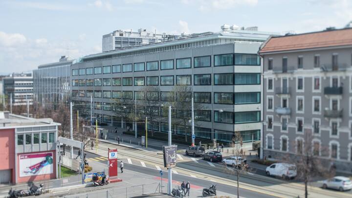 Pictet GENFER ZENTRALE 170o Mitarbeiter arbeiten am Hauptsitz im Stadtteil Acacias