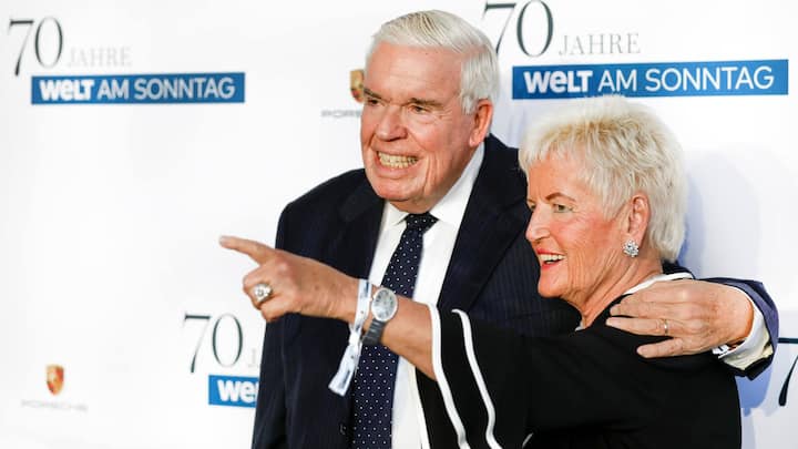 HAMBURG, GERMANY - SEPTEMBER 18: Christine Kuehne and her husband Klaus-Michael Kuehne during the 70th anniversary celebration of the German Sunday newspaper WELT AM SONNTAG (WAMS) at The Fontenay Hotel on September 18, 2018 in Hamburg, Germany. (Photo by Isa Foltin/Getty Images for WAMS)