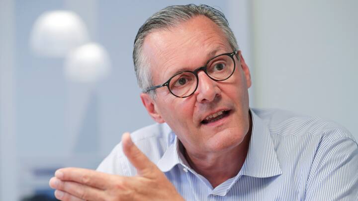Paul Haelg, chairman of the board of the Swiss chemical group Sika, speaks during an interview with Reuters in Baar, Switzerland, June 8, 2018. REUTERS/Moritz Hager - RC1119C21240