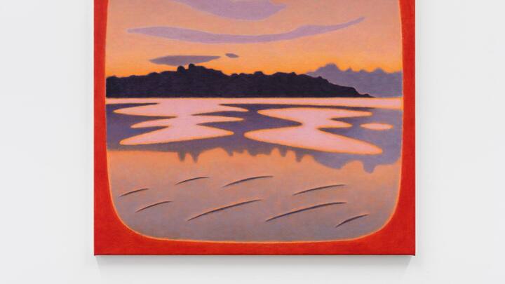 Ästhetisch bestechend: «Ciel orange deux ­risées», 2025; Öl auf Leinwand; 80 × 80 × 2 cm.