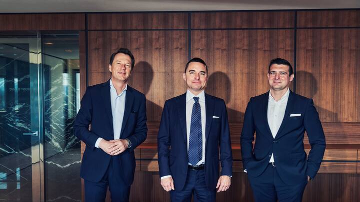 Investor Lars Windhorst (M.) im Interview mit Dirk Schütz (l.) und Dirk Ruschmann