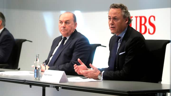 Swiss bank UBS CEO Sergio Ermotti, President Axel Weber and designated new CEO Ralph Hamers give a news conference in Zurich, Switzerland February 20, 2020. REUTERS/Arnd Wiegmann - RC2B4F98S6B0