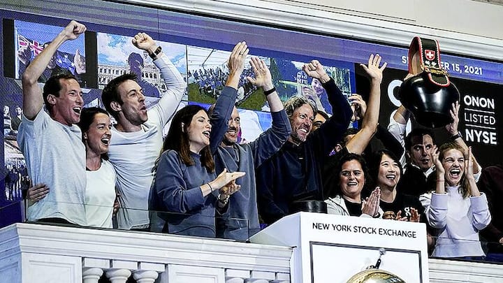 On co-Founder Olivier Bernhard, center, leads the celebration as he rings the New York Stock Exchange opening bell, before the company's IPO, Wednesday, Sept. 15, 2021. (AP Photo/Richard Drew) Olivier Bernhard