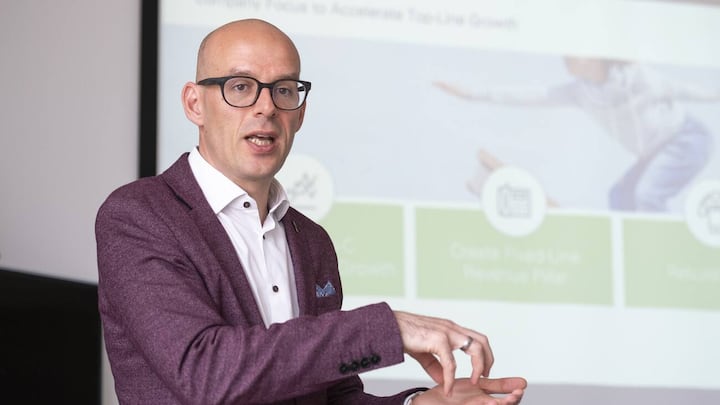 Pascal Grieder, CEO of Salt, presents the 2018 year results of Salt Mobile, at the mobile network operator's headquarters in Renens, Canton of Vaud, Switzerland, on March 13, 2019. (KEYSTONE/Adrien Perritaz)