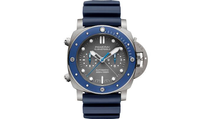 Panerai Submersible Chrono Guillaume Néry (r.), aus Titan mit Kaliber P.9100. 19 100 Fr.