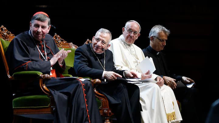 Kurt Koch (links) und Papst Franziskus (in Weiss) beim Reformationsgedenken