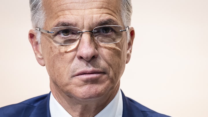 Newly appointed Group Chief Executive Officer of Swiss Bank UBS Sergio P. Ermotti attends news conference in Zurich, Switzerland on Wednesday, March 29, 2023. (KEYSTONE/Michael Buholzer)