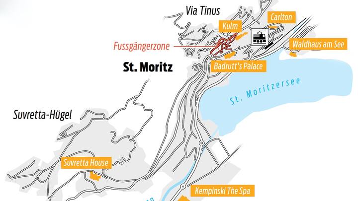 Karte von St Moritz mit Resorts