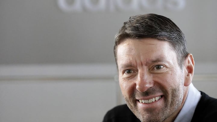 CEO of German sports equipment company adidas AG Kasper Rorsted poses for photographers prior to the annual balance news conference in Herzogenaurach, Germany, Wednesday, March 8, 2017. (AP Photo/Matthias Schrader)
