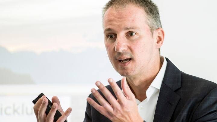Thomas Ankenbrand, Hochschule Luzern, spricht in Zug zum Thema "Crypto Valley" am Donnerstag, 17. August 2017. (KEYSTONE/Alexandra Wey)..