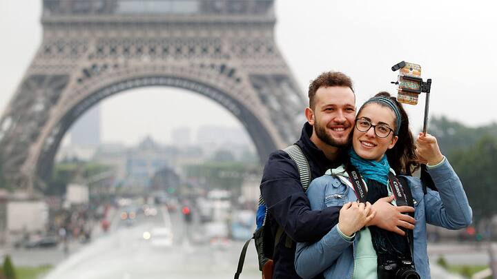Selfie vor dem Eifelturm in Paris