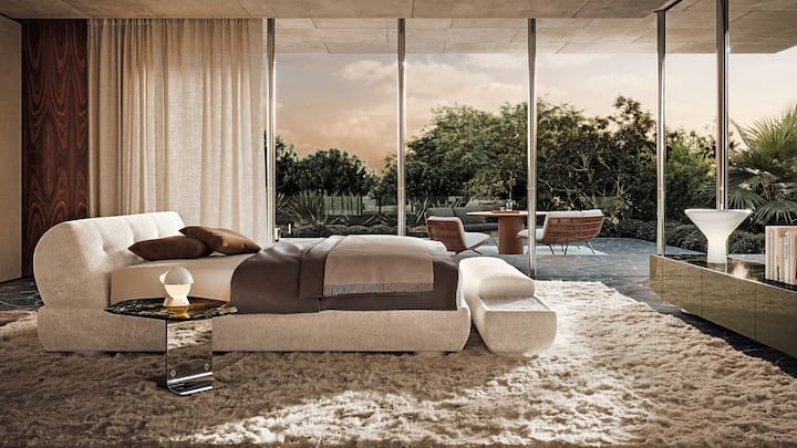 Supermoon: Giampiero Tagliaferri hat das Bett für die Kollektion 2024 entworfen. Den Namen hat es vom Kopfteil, das von den Mondphasen inspiriert ist.