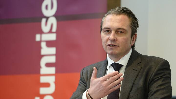 Andre Krause, CFO Sunrise, referiert anlaesslich der Bilanzpressekonferenz des Telekommunikationsunternehmens, am Donnerstag, 26. Maerz 2015, in Zuerich. (KEYSTONE/Steffen Schmidt)
