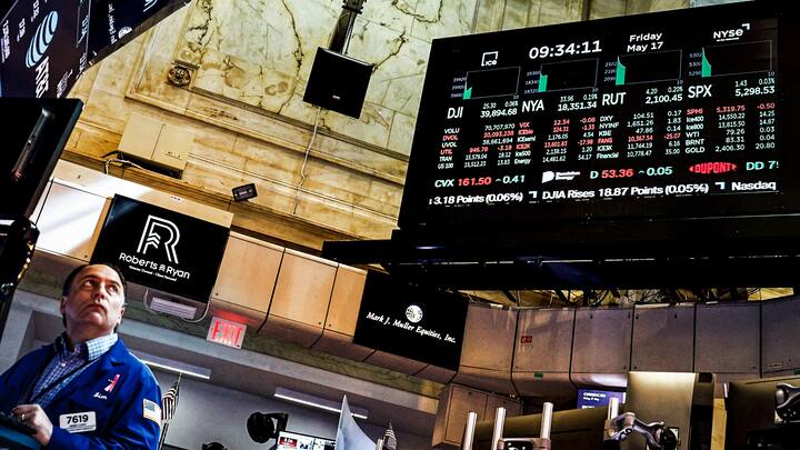 17. Mai auf dem Börsenparkett der NYSE: Am Vortag war der Dow Jones Index erstmals über die 40 000-Punkte-Marke gestiegen. ­Bisher erreichte er sie nicht wieder.
