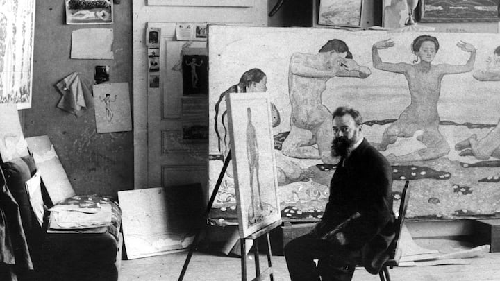 Ferdinand Hodler in seinem Genfer Atelier 1903