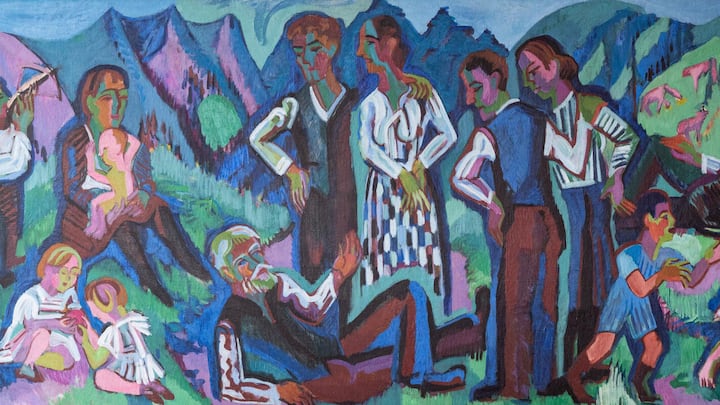 <p>Ernst und Ludwig Kirchner: «Sonntag der Bergbauern (Alpsonntag)», 1921–1923.</p>