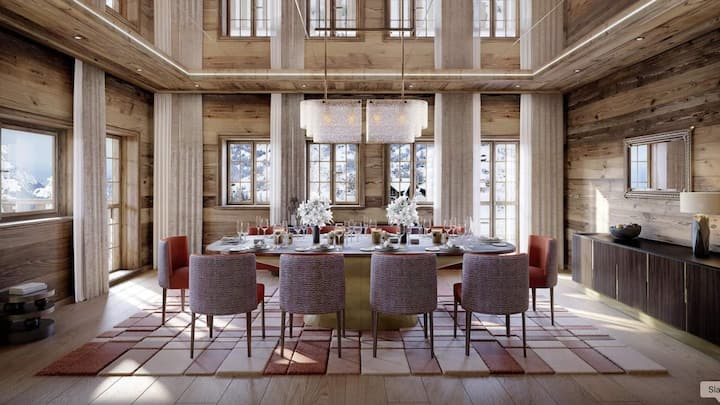 Im Essbereich können die Gäste gehoben dinieren.