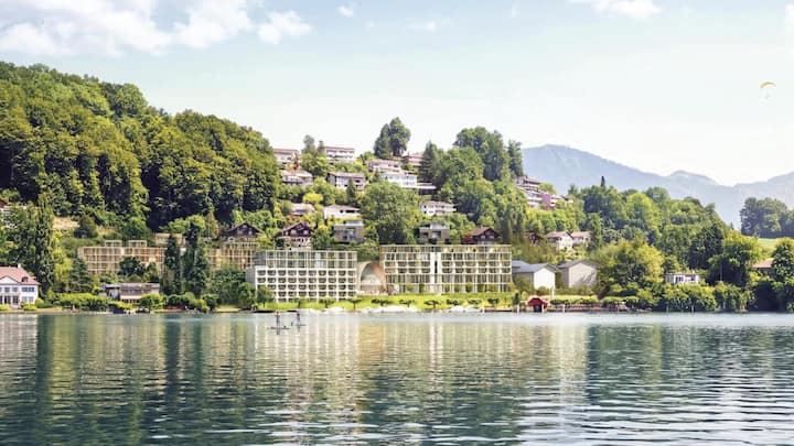 So sieht das neue Hotel Hermitage der Basler Architekten Herzog & de Meuron aus.