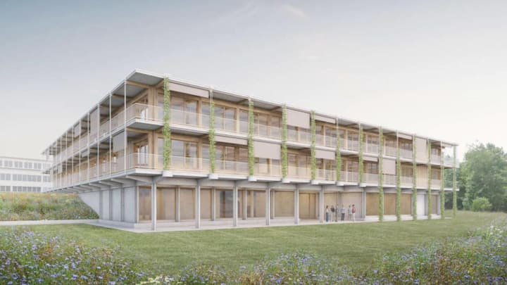 So sieht der geplante Neubau der International School of Zug and Luzern in Hünenberg aus.