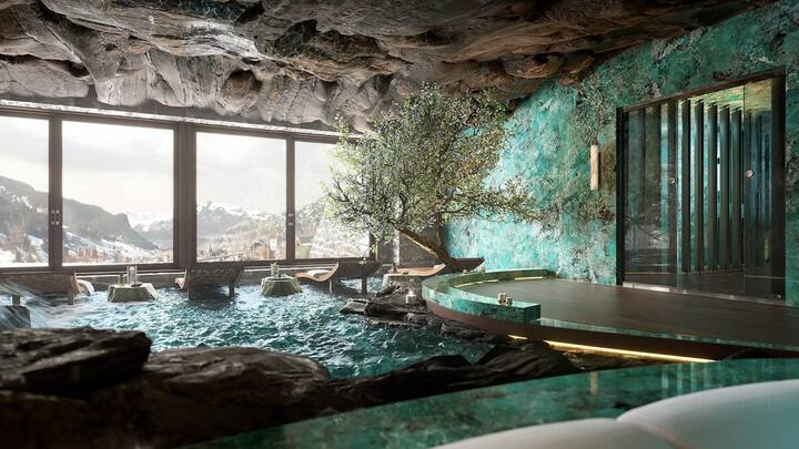 Er umfasst unter anderem zwei Thermalbäder, ...