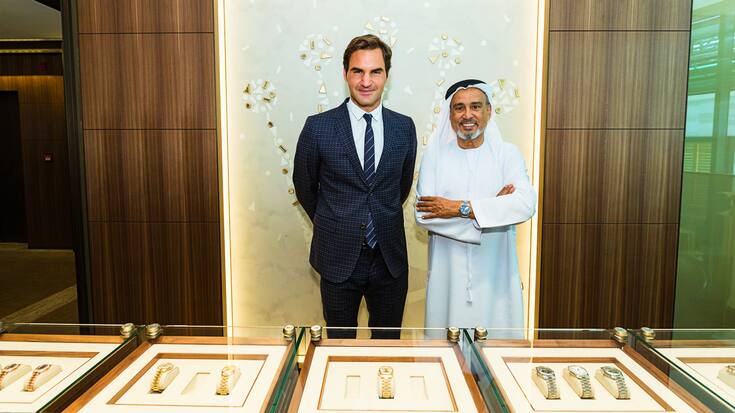 Weltgrösste Rolex-Boutique: Roger Federer mit Abdul Hamied Ahmed Seddiqi von der Seddiqi Holding.