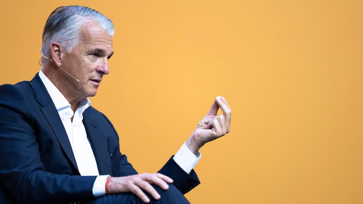 KEYPIX - Der CEO der Grossbank UBS, Sergio Ermotti, nimmt an einer Talkrunde am "Tag der Wirtschaft 2025" des Wirtschaftsverbandes Economiesuisse teil, am Freitag, 5. September 2025 im Kongresszentrum Trafo in Baden. (KEYSTONE/Andreas Becker)