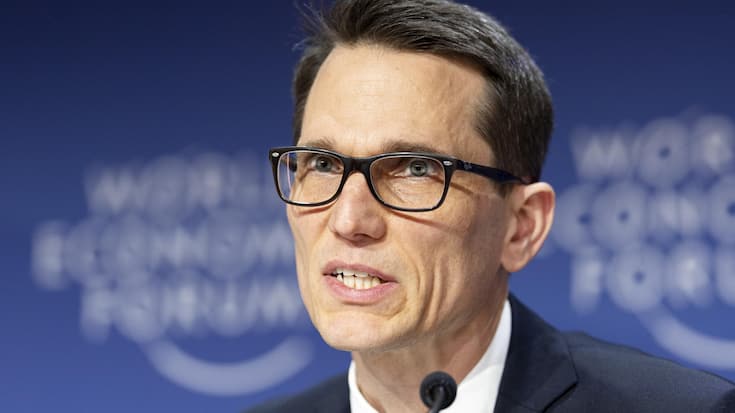 epa11847262 Martin Schlegel, Chairman of the Governing Board of Swiss National Bank (SNB), during the 55th annual meeting of the World Economic Forum (WEF), in Davos, Switzerland, 23 January 2025. EPA/MICHAEL BUHOLZER