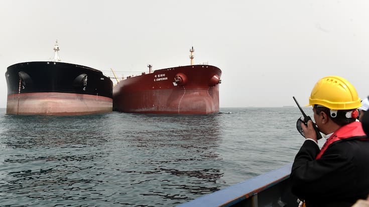 TEHRAN, IRAN - MARCH 12: A general view of the Port of Kharg Island Oil Terminal, 25 km from the Iranian coast in the Persian Gulf and 483 km northwest of the Strait of Hormuz, in Iran on March 12, 2017. Kharg Island Oil Terminal brings Iranian oil to the world market. The oil terminal is the world's largest open oil terminal, with 95% of Iran's crude oil exports coming through it. (Photo by Fatemeh Bahrami/Anadolu Agency/Getty Images)