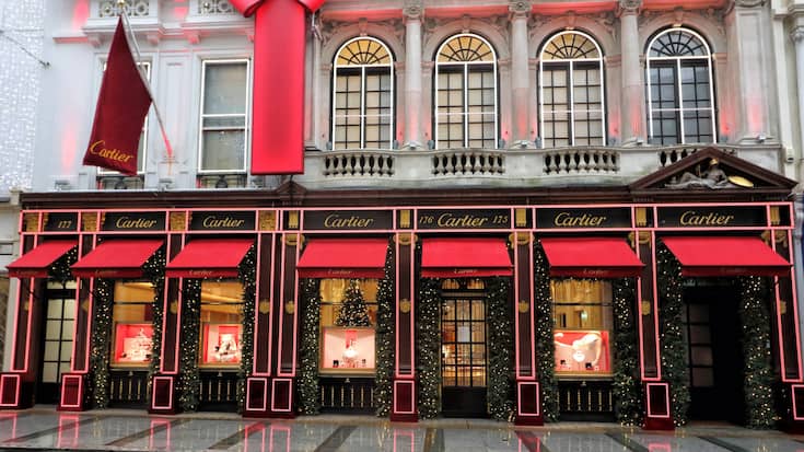 Weihnächtlich dekoriert: Geschäft der Richemont-Marke Cartier im Zentrum von London.
