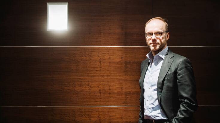 Lars Foerberg, Gruender des schwedischen Investors Cevian. Europa, Deutschland, Nordrhein-Westfalen, Duesseldorf, 12.01.2018. Engl.: Lars Foerberg, businessman, managing partner and co-founder of Cevian Capital, a Swedish hedge fund (investor), portrait in Duesseldorf, Germany, Europe, 12 January 2018. economy, finances