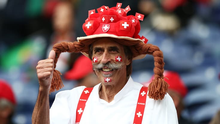 PORTO, PORTUGAL - JUNE 05:  A Switzerland fan looks on prior to the UEFA Nations League Semi-Final match between Portugal and Switzerland at Estadio do Dragao on June 05, 2019 in Porto, Portugal. (Photo by Jan Kruger/Getty Images)