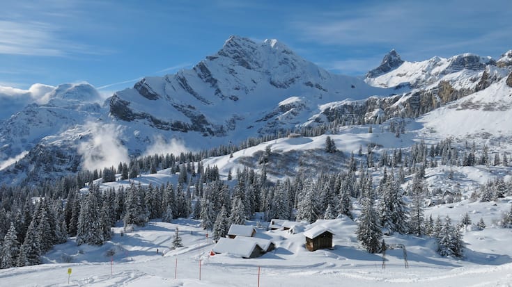 Skipiste in Braunwald im Kanton Glarus.