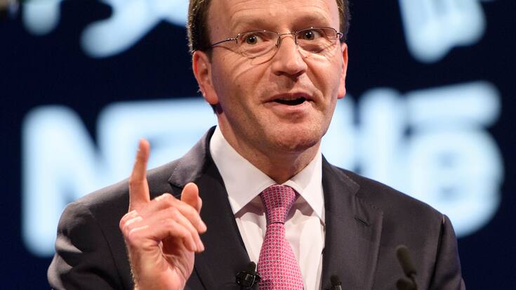 Nestle's CEO Ulf Mark Schneider speaks during the general meeting of the world's biggest food and beverage company, Nestle Group, in Lausanne, Switzerland, Thursday, April 6, 2017.(KEYSTONE/Laurent Gillieron)
