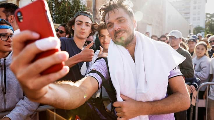 BORDEAUX,FRANCE - MAY 16: Stan Wawrinka in action against Ugo Blanchet on Court Central Cote Ouest during the BNP Paribas Primrose Bordeaux at Villa Primrose on May 16, 2023 in Bordeaux, France. (Photo by Jared Wickerham/ATP)