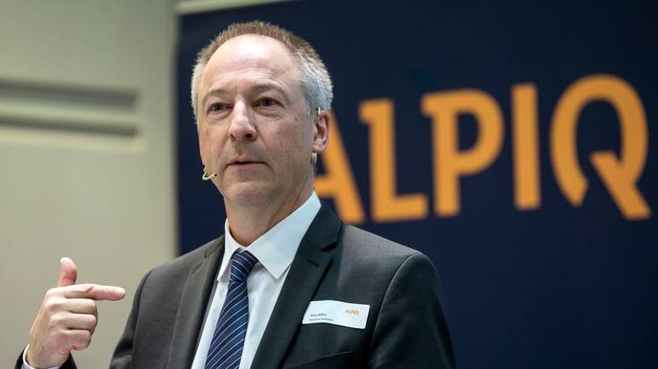 Jens Alder, Verwaltungsratspraesident und Delegierter des Verwaltungsrats, spricht waehrend der Bilanzmedienkonferenz 2019 von Alpiq am Montag, 4. Maerz 2019, in Olten. (KEYSTONE/Alexandra Wey)