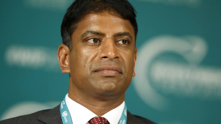 Vas Narasimhan, CEO Novartis, attends a panel, during the UN World Investment Forum 2018, at the European headquarters of the United Nations in Geneva, Switzerland, Tuesday, October 23, 2018. (KEYSTONE/Salvatore Di Nolfi)