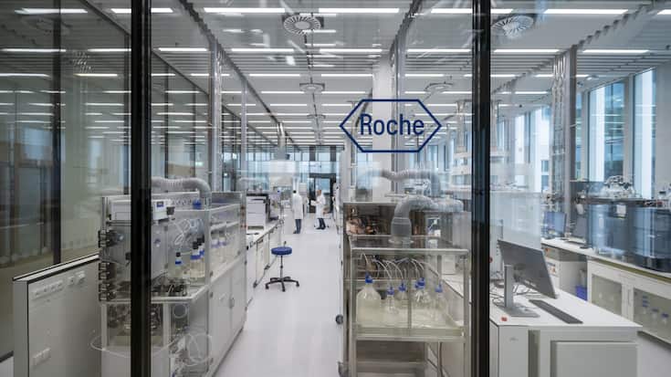 Ein Labor, fotografiert bei der Eroeffnungsfeier des neuen Roche Forschungs- und Entwicklungszentrums (pRED-Center) in Basel, am Dienstag, 10. September 2024. (KEYSTONE/Georgios Kefalas)